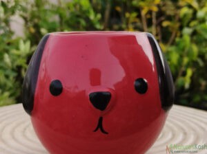 puppy face ceramic pot (Red, yellow, white)