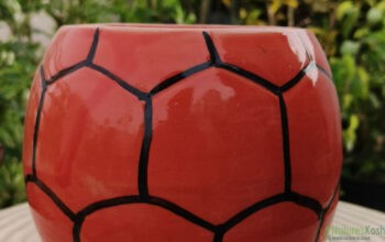 football ceramic pot (Red, yellow)