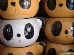 Panda ceramic pot (Yellow, White)