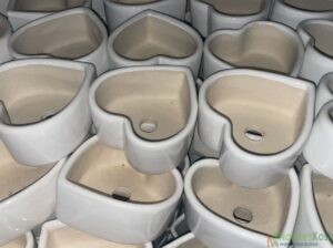 Heart shape white ceramic pot